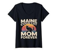 Women's Maine Coon Cat Mom Forever V-Neck T-Shirt