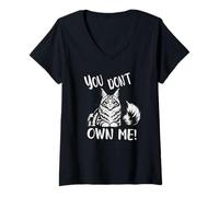 Womens Maine Coon Cat You Don't Own Me Funny Mom Dad Mother Father V-Neck T-Shirt