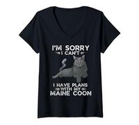 Womens Maine Coon I'm Sorry I Can't I Have Plans With My Maine Coon V-Neck T-Shirt