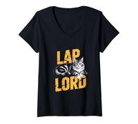Womens Maine Coon Lap Lord Majestic Cat Owner Humor V-Neck T-Shirt