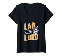 Womens Maine Coon Lap Lord Majestic Cat Owner Humor V-Neck T-Shirt