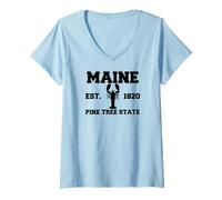 Womens Maine Souvenir Lobster Est 1820 Vacationland for Men Women V-Neck T-Shirt