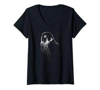 Women's Majestic Peregrine with Falcon Wildlife Raptor V-Neck T-Shirt