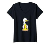 Womens Majestic Swan Embracing Pizza Slice V-Neck T-Shirt