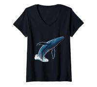 Womens Majestic Whale for Ocean Lovers Relaxed Summer Vibes V-Neck T-Shirt