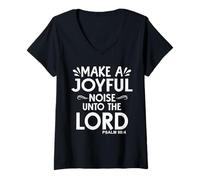 Womens Make a Joyful Noise Unto The Lord Psalm 98:4 Christian V-Neck T-Shirt