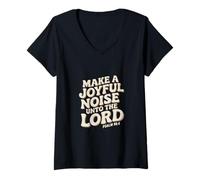 Womens Make a Joyful Noise Unto the Lord Psalm 98:4 Christian V-Neck T-Shirt