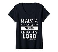 Womens Make a Joyful Noise Unto The Lord Psalm 98:4 Christian V-Neck T-Shirt