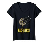 Women's Make A Wish Dandelion Puff Graphic V-Neck T-Shirt
