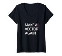 Women's Make AI Vector Again - Retro Digital Art Illustration V-Neck T-Shirt
