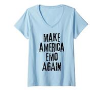 Womens Make America Emo Again - Make Emo Great Again - Punk Gothic V-Neck T-Shirt