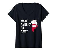 Womens Make America Go Away Greenland Flag V-Neck T-Shirt