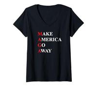 Women's Make America Go Away, Political Protest, Funny V-Neck T-Shirt