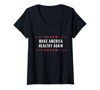 Womens Make America Healthy Again Strong Country of Healthy People V-Neck T-Shirt