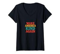 Womens Make America Kind Again Positive Compassionate Unity V-Neck T-Shirt