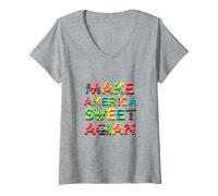 Womens Make America Sweet Again - Candy Lettering V-Neck T-Shirt
