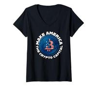 Womens Make America The Crypto Capital Of The World USA Merch V-Neck T-Shirt