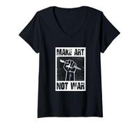 Women's Make Art Not War V-Neck T-Shirt