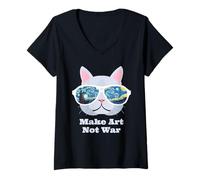 Women's Make Art Not War Vincent Van Gogh Starry Night Gift T-Shirt V-Neck T-Shirt