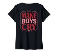 Women's Make Boys Cry Funny Quote Sassy Saying Attitude V-Neck T-Shirt