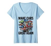 Womens Make Cars Great Again Classic Car Muscle Car & Hotrod Design V-Neck T-Shirt