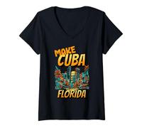 Women's Make Cuba Florida Cuban Liberty Free Cuba Freedom V-Neck T-Shirt