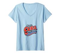 Women's Make Cuba Great Again Map Politics Freedom Democracy V-Neck T-Shirt