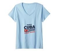 Women's Make Cuba Great Again Map Politics Freedom Democracy V-Neck T-Shirt