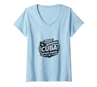 Women's Make Cuba Great Again Map Politics Freedom Democracy V-Neck T-Shirt