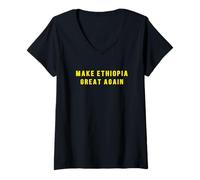 Women's Make Ethiopia Great Again Amharic Eritrea Addis Ababa Africa V-Neck T-Shirt