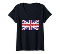 Womens Make Free Speech Free Again: UK Flag Conservative V-Neck T-Shirt