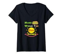 Womens Make Hay While The Sun Shines V-Neck T-Shirt