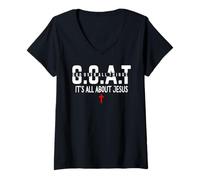 Womens Make Heaven Crowded It's All About Jesus God Over All Things V-Neck T-Shirt