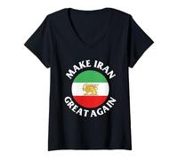 Womens Make Iran Great Again Democracy Freedom For Iranian Pepole V-Neck T-Shirt