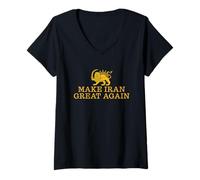 Womens Make Iran Great Again Emblem Of Iran For The Iranian People V-Neck T-Shirt