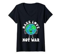 Womens Make love not war V-Neck T-Shirt