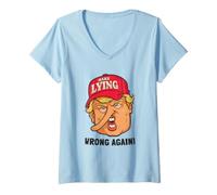 Women's Make Lying Wrong Again Trump Liar Long Nose Satire V-Neck T-Shirt