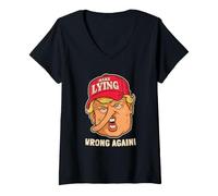 Women's Make Lying Wrong Again Trump Liar Satire V-Neck T-Shirt