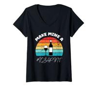 Womens Make mine a mega pint funny wine drinkers megapint V-Neck T-Shirt