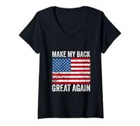 Womens Make My Back Great Again Vintage Back Surgery Recovery V-Neck T-Shirt