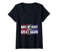Womens Make My Heart Great Again Funny Heart Surgery Humor V-Neck T-Shirt