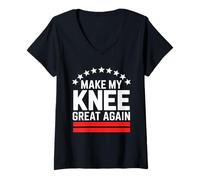 Womens Make My Knee Great Again Recovery Motivation V-Neck T-Shirt