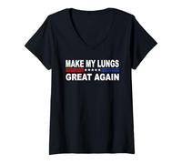 Womens Make My Lungs Great Again | Pneumonia & Lung Cancer Survivor V-Neck T-Shirt