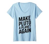 Womens Make Pluto a Planet Again - Retro V-Neck T-Shirt