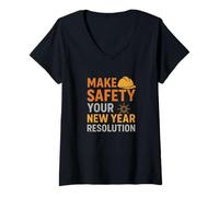 Womens Make Safety Your New Year Resolution | Workplace Safety Gift V-Neck T-Shirt
