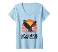Womens Make Sense Common Again Funny Political Sarcasm V-Neck T-Shirt