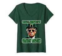 Women's Make St Patricks Day Great Funny Donald Trump Meme Quote V-Neck T-Shirt