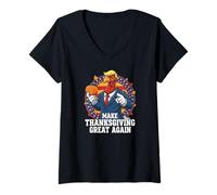 Womens Make Thanksgiving Great Again - Funny Political V-Neck T-Shirt