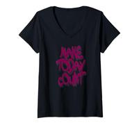 Womens Make Today Count Graffiti Motivational Art Design V-Neck T-Shirt