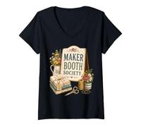 Women's Maker Booth Society Craft Fair Aesthetic V-Neck T-Shirt